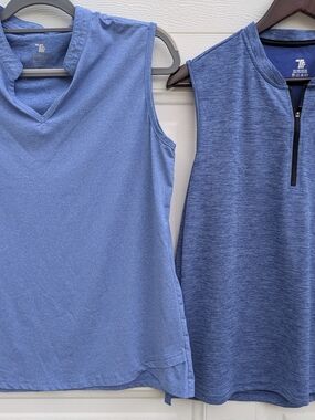 TRR Set Of 2 Relaxed Fit Sleeveless Golf/Tennis Tops - Blue , Women's Large